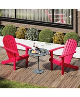 Acacia Wood Lounge Patio Adirondack Chair with Inclined Seat-Red