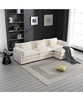 Modern Large boucle Fabric L-Shape Sectional Chenille fabric, movable pedals, detachable armrests, oversized three-seat Sofa