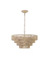 Bohemian style Woven Pendant Light 19.7 Inch Rattan Ligh Large Rattan Pendant Light with 4-Tier Rattan Chandelier--Wood