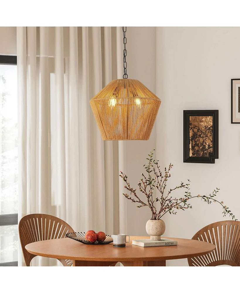 Boho Hemp Rope Pendant Light for Kitchen or Home
