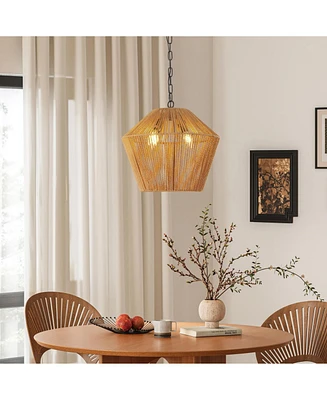 Boho Hemp Rope Pendant Light for Kitchen or Home