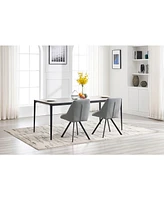 Dining Chair,Thickened fabric chairs with metal legs Set of 2,Grey