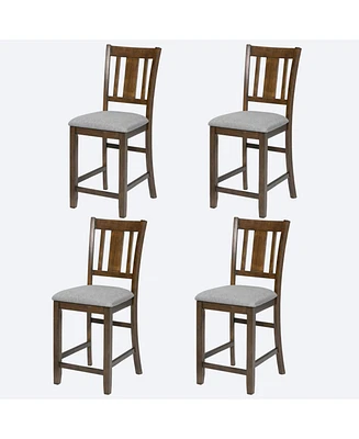 Dining Room Furniture Counter Height Chairs Set for 4, Kitchen Chair with Padded Seat, Walnut