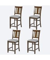 Dining Room Furniture Counter Height Chairs Set for 4, Kitchen Chair with Padded Seat, Walnut