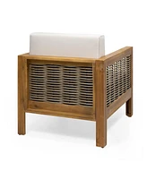 Acacia Wood 4-Seater Chat Set, Teak Finish