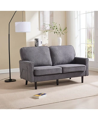 Mid Century Modern Loveseat Sofa with Usb (Gray)