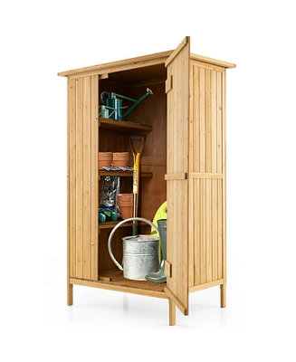 5 × 3 Feet Outdoor Storage Cabinet with Asphalt Roof and 3 Shelves