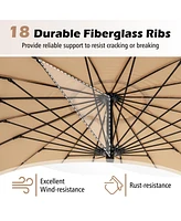 9 Feet Round Patio Umbrella with 18 Fiberglass Ribs
