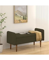 Teddy velvet storage stool,, with storage space, suitable for apartments, living rooms and bedrooms-green(45.98"16.75"21.75")