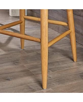 Mid-Century Upholstered Rubberwood Barstools (Set of 2) with Splayed Legs