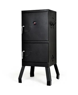 Vertical 2-tier Outdoor Barbeque Grill with Temperature Gauge