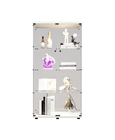 Led Glass Display Cabinet with 4 Shelves and Door, 64.7" x 31.7" x 14.3