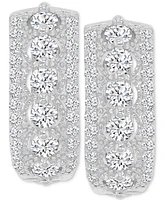 Cubic Zirconia Small Hoop Earrings in Sterling Silver, 0.66"