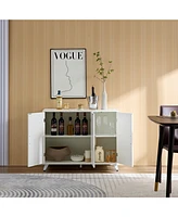 Ivory White Sideboard Buffet Cabinet with 3 Doors and Shelves