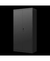 70" Black Metal Armoire: Versatile Wardrobe Cabinet for Home, Office, Gym