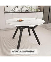 White Extendable Table for 4-6, Modern Kitchen/Home Dining Table