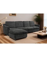 5-seat Convertible Black L-shaped Sectional Sofa with Reversible Chaise, Armless, Indoor