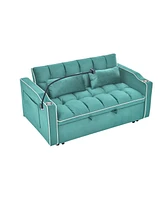 Versatile 55.5" Foldable Sofa Bed with Adjustable Back, Usb Port, and Phone Stand (Green)