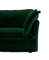 Green Corduroy Slipcovered 3-Seater Sofa