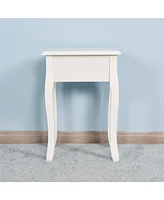 White Living Room Floor-standing Storage Table with a Drawer, 4 Curved Legs