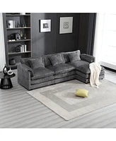 Modern Large boucle Fabric L-Shape Sectional Chenille fabric, movable pedals, detachable armrests