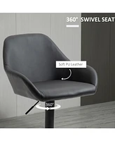 Streamdale Furniture Adjustable Bar Stools, Swivel Counter Height Barstools with Footrest and Back, Pu Leather and Steel Round Base, for Kitchen Count