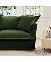 Chenille Fabric Sectional Sofa with Ottoman and Pillows