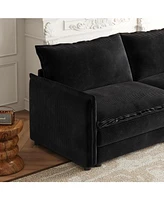 Corduroy 2-Seater Sofa with Footrests & Cushions