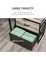 Vinsetto Office File Cabinet with 2 Large Drawers and Adjustable Metal Hanging Bars for A4, Letter and Legal Sized Files, Storage Organizer, Brown/Bla