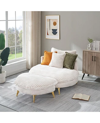 65.00 inches long, Corduroy Sofa Fabric, with three matching pillows and two spacious and comfortable seats, for Apartment Office Living Room -Beige