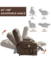 Chenille Power Lift Recliner with Vibration Massage and Lumbar Heating