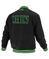 Fisll Men's and Women's Black Boston Celtics Logo Man Shadow Collection Full-Snap Varsity Jacket