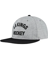 Fanatics Men's Heather Gray/Black Los Angeles Kings Elements Flat Brim Leather Strap Back Hat
