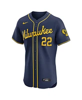 Nike Men's Christian Yelich Navy Milwaukee Brewers Alternate Home Elite Player Jersey