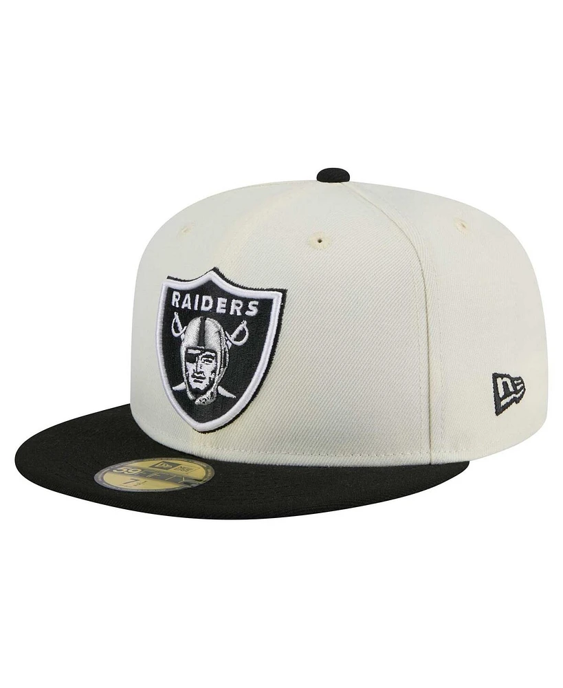 New Era Men's White/Black Las Vegas Raiders Main 59FIFTY Fitted Hat