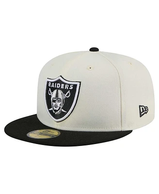 New Era Men's White/Black Las Vegas Raiders Main 59FIFTY Fitted Hat