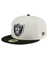 New Era Men's White/Black Las Vegas Raiders Main 59FIFTY Fitted Hat