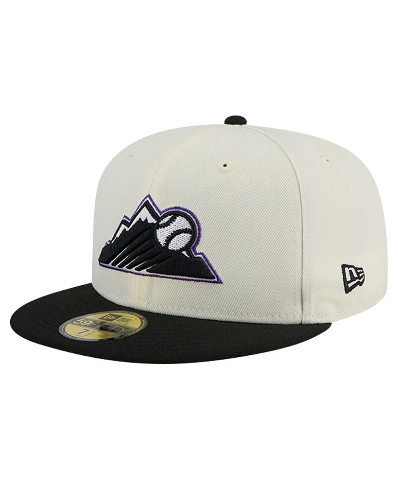 New Era Men's White Colorado Rockies Mountain Chrome 59FIFTY Fitted Hat