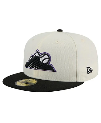 New Era Men's White Colorado Rockies Mountain Chrome 59FIFTY Fitted Hat