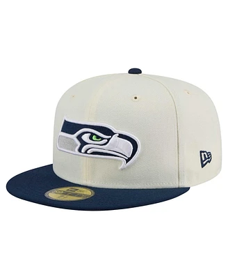 New Era Men's White/College Navy Seattle Seahawks Main 59FIFTY Fitted Hat