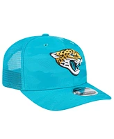 New Era Men's Teal Jacksonville Jaguars Adventure Camo Trucker 9SEVENTY Stretch Snap Adjustable Hat