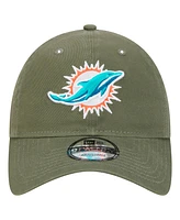 New Era Men's Olive Miami Dolphins Main 9TWENTY Adjustable Hat