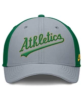 Nike Men's Gray/Green Athletics Rise Swoosh Performance Flex Hat