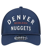New Era Men's Navy Denver Nuggets Minimalist A-Frame 9FORTY Trucker Hat