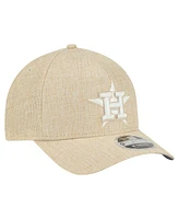 New Era Men's Beige Houston Astros Cotton Weave M-Crown A-Frame 9FORTY Adjustable Hat
