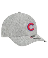 New Era Men's Gray Chicago Cubs Cotton Weave M-Crown A-Frame 9FORTY Adjustable Hat
