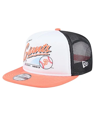 New Era Men's White/Orange San Francisco Giants Retro Script Trucker 9FIFTY Snapback Hat