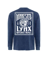 Sportiqe Men's and Women's Blue Minnesota Lynx Rock Roll Collection Bono Mineral Wash Premium Long Sleeve T-Shirt