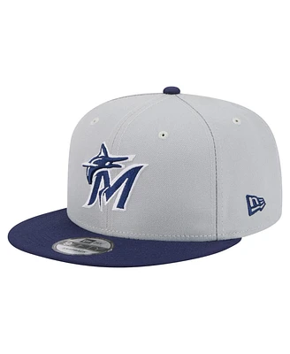 New Era Men's Gray/Navy Miami Marlins 2-Tone Color Pack 9FIFTY Snapback Hat