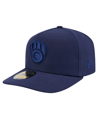 New Era Men's Navy Milwaukee Brewers Color Pack A-Frame 59FIFTY Fitted Hat